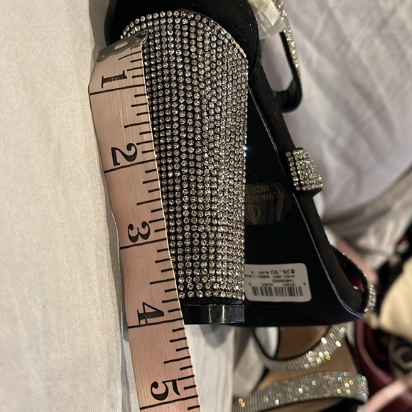 Windsor Dazzling Rhinestone Embellished Strappy Black Heels Size 9 - Picture 10 of 10